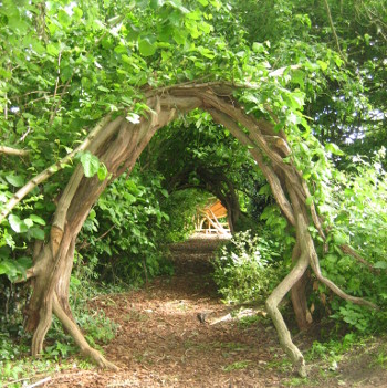 A woodland area of the school grounds provides a wonderful setting for Jane Lambourne's storytelling workshops