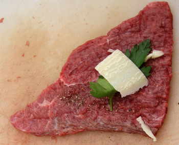 Top side minute steak being prepared for a ragu 